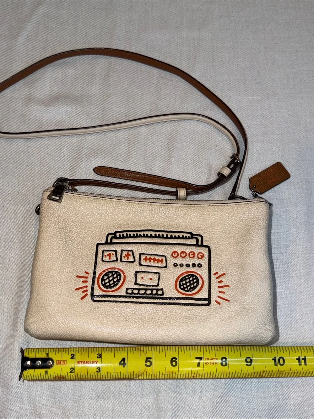 1008100 Coach Cream Crossbody Bag with Boombox Design